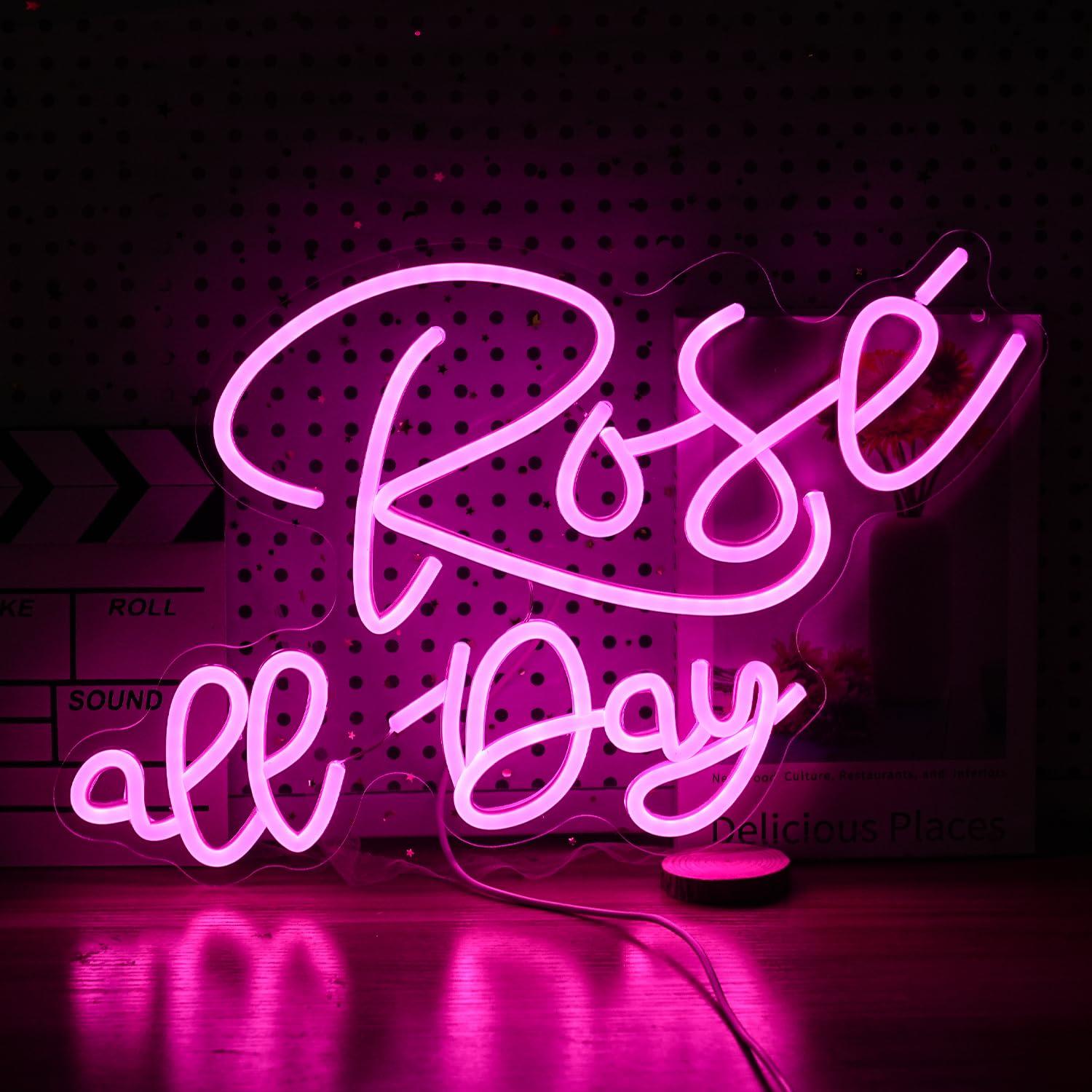 Neon Sign Party - Enseigne néon Rose All Day, lumière