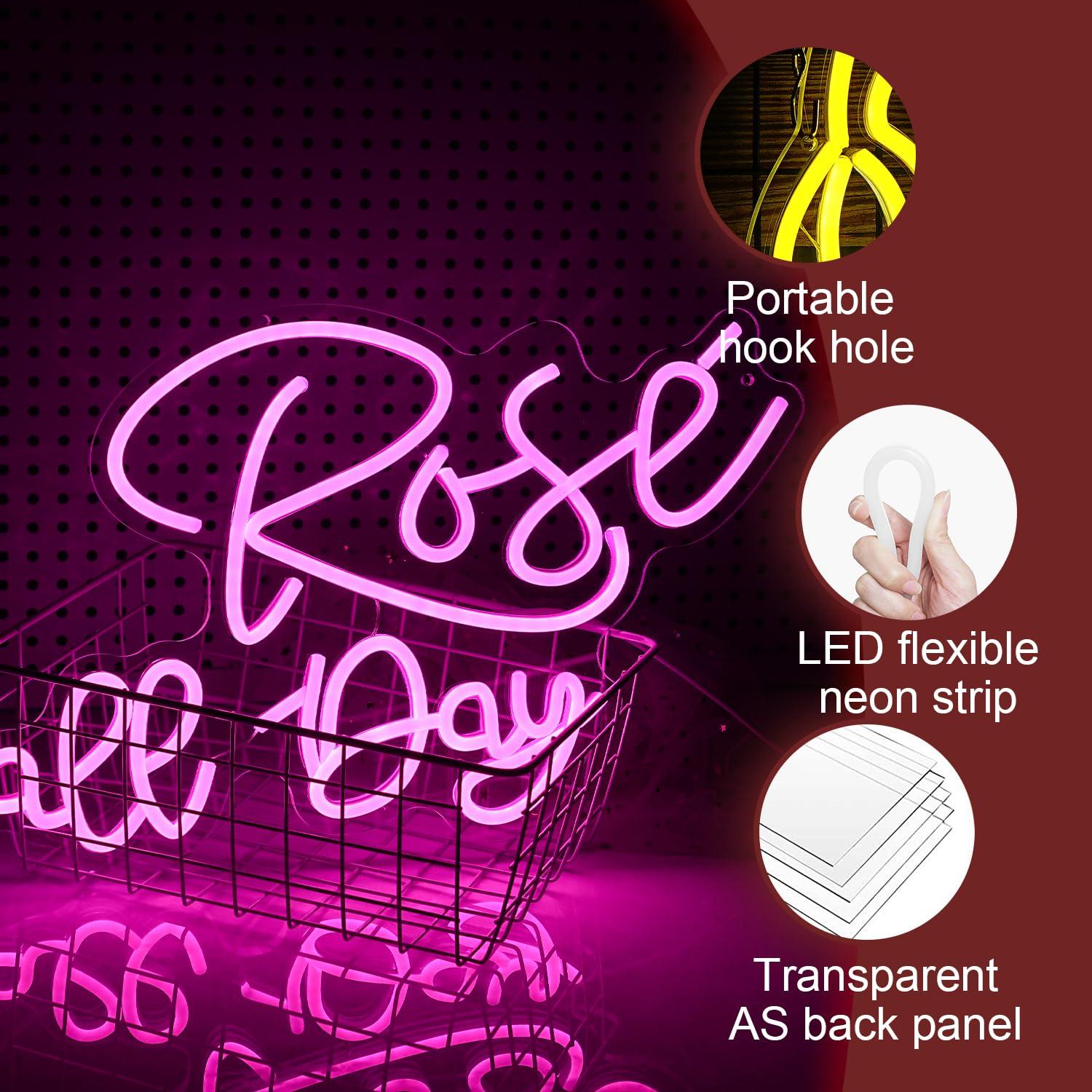 Enseigne néon Rose All Day, lu - Neon Sign Party avis et prix